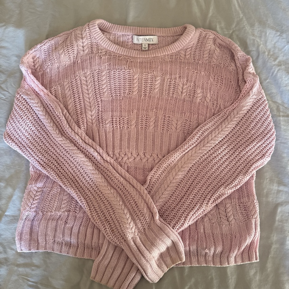 Pink Cable Knit Intermix Sweater